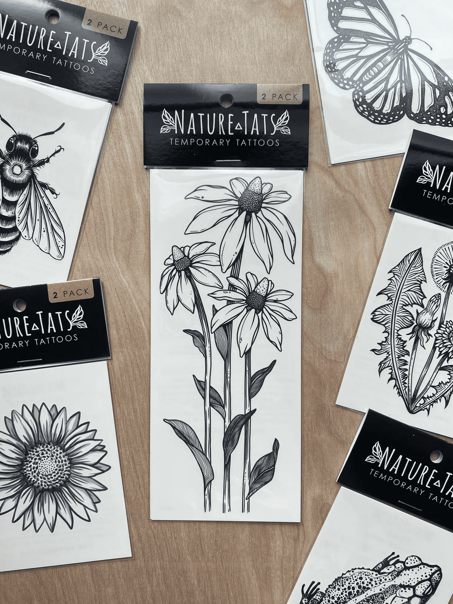 Coneflower Tattoo Pack Typo Market